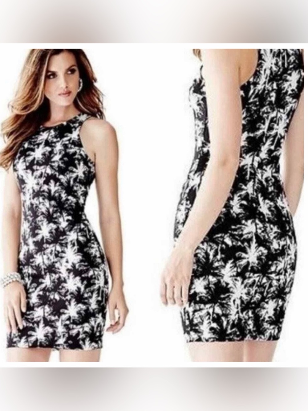 Guess Scuba Palm Tree Bodycon Tank Dress